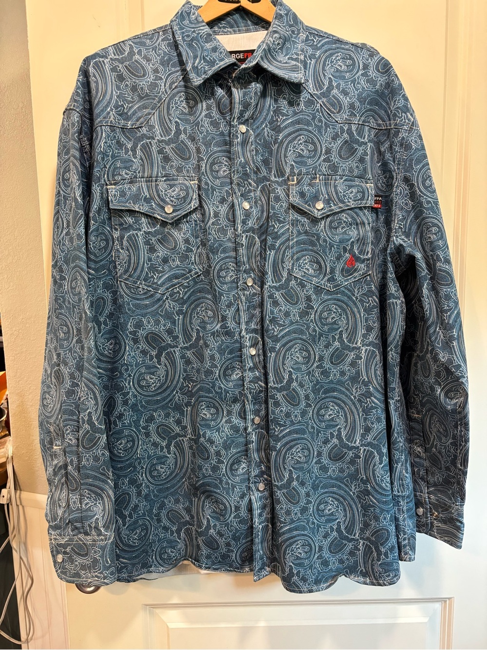 Forge FR Men’s XXL Paisley Pearl Snap Flame Resistant Western Shirt CAT 2